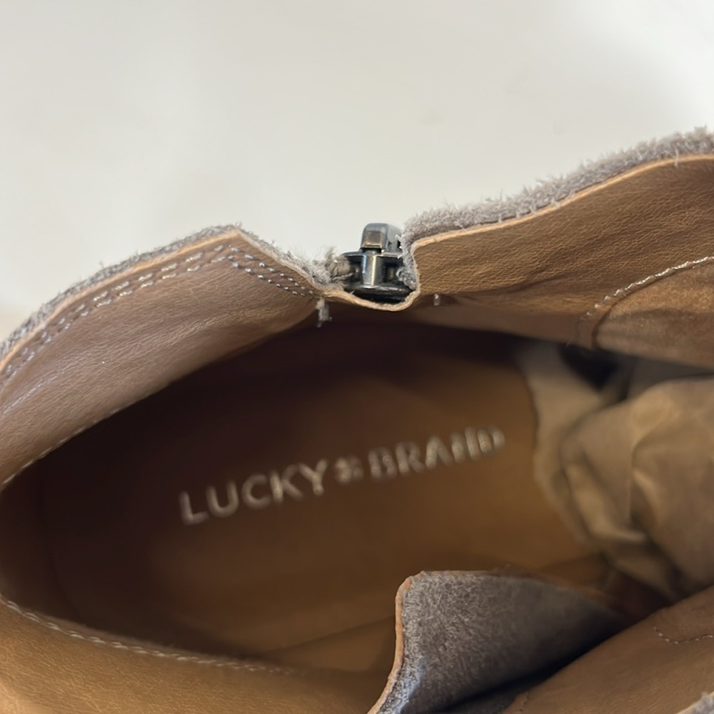 Lucky Brand Noryn Boot Womens US 9 Eu 40 Gray Suede Side Zip - Picture 12 of 15